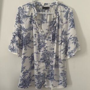Collection by Bobeau Womens Short Sleeve‎ Blue White Blouse Size XS